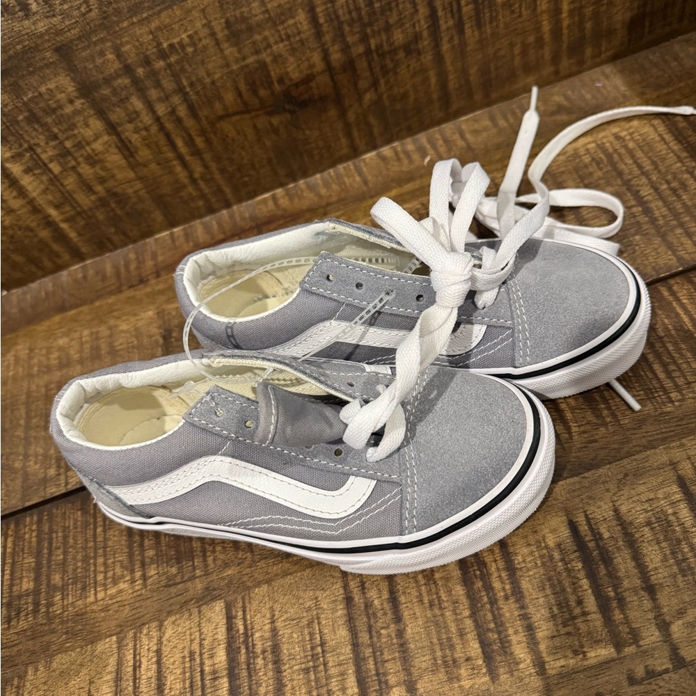 Vans Kids Gray and White Sneakers